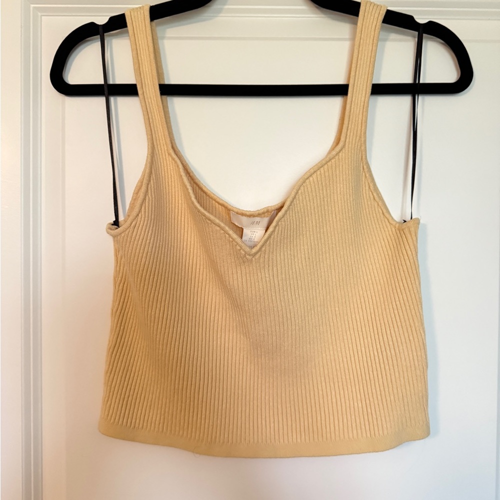 H&M Tan Ribbed Crop Tank Top